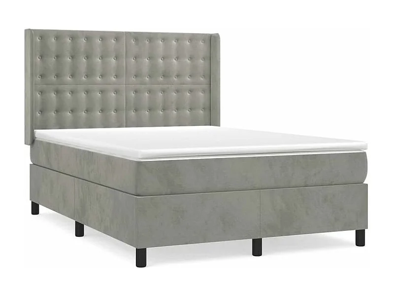 Sommier à lattes de lit et matelas Gris clair 140x200 Velours