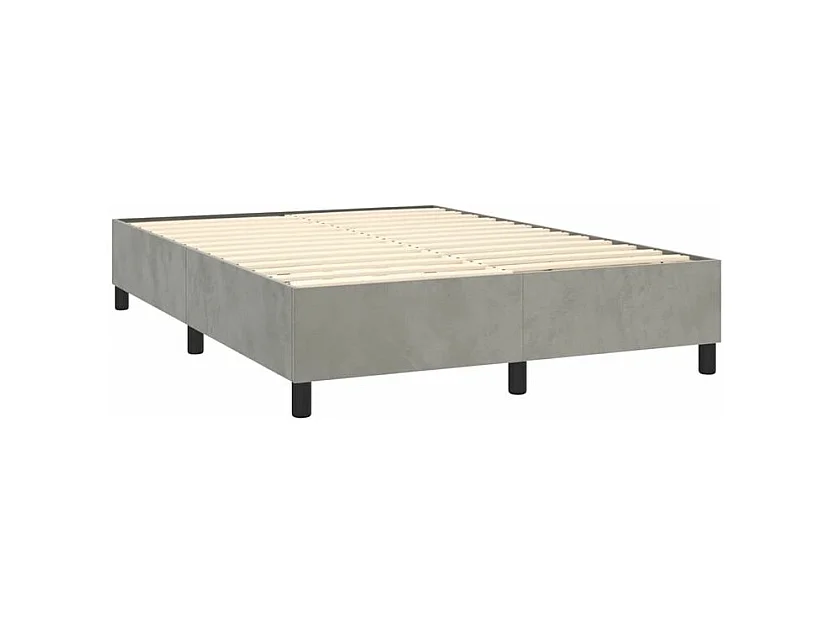 Sommier à lattes de lit et matelas Gris clair 140x200 Velours