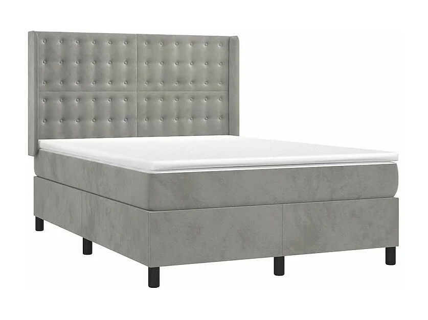 Sommier à lattes de lit et matelas Gris clair 140x200 Velours