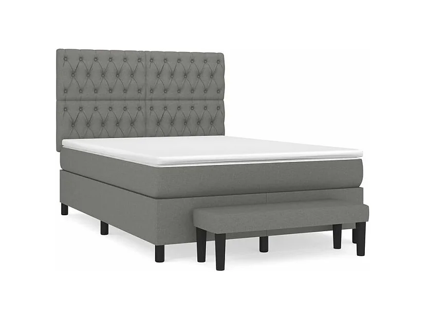 Sommier à lattes de lit avec matelas Gris foncé 140x190 Tissu