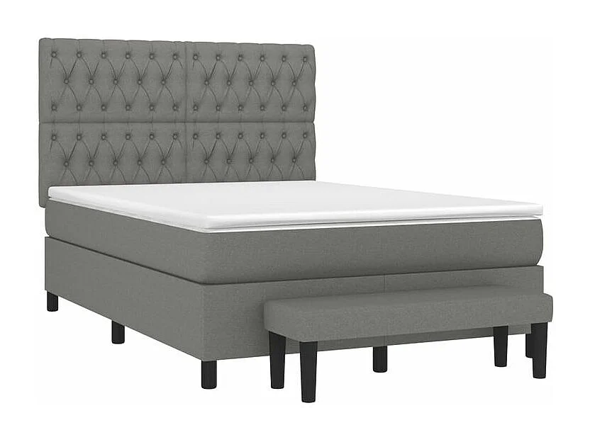 Sommier à lattes de lit avec matelas Gris foncé 140x190 Tissu