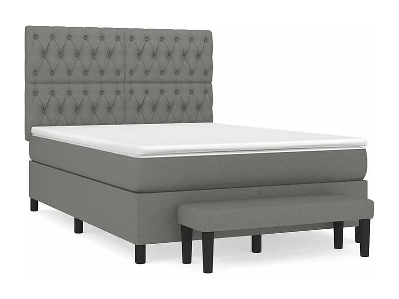 Sommier à lattes de lit avec matelas Gris foncé 140x190 Tissu