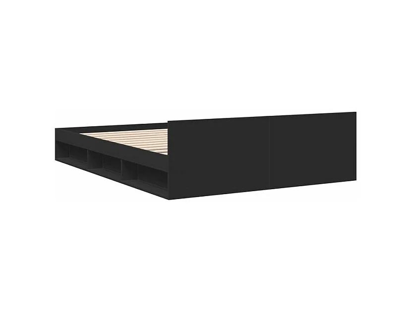 Cadre de lit et tiroirs noir 120x190 bois d'ingénierie