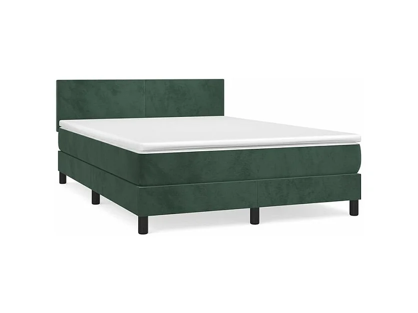 Sommier à lattes de lit et matelas Vert foncé 140x200 Velours