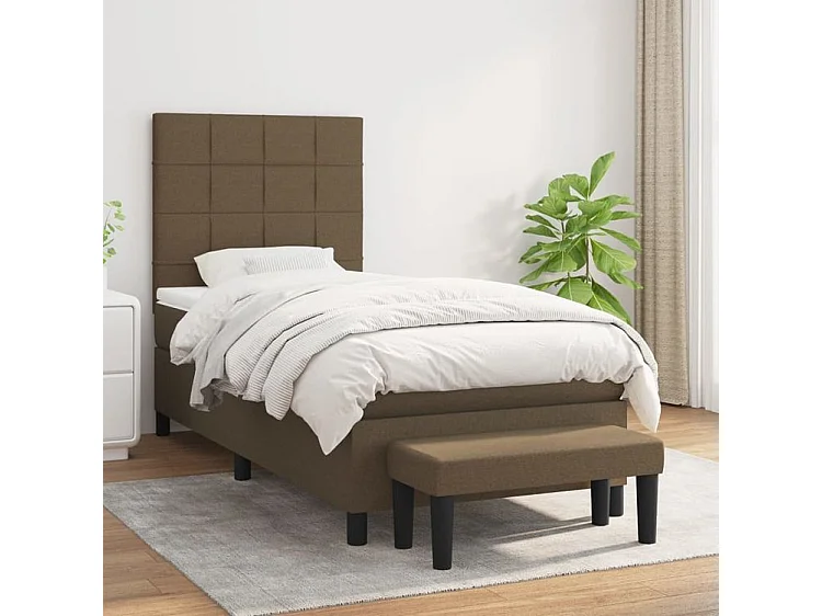 Sommier à lattes de lit avec matelas Marron foncé 90x190