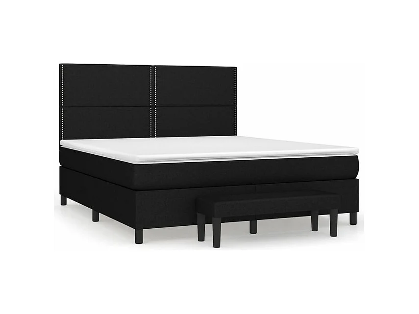Sommier à lattes de lit avec matelas Noir 180x200 Tissu