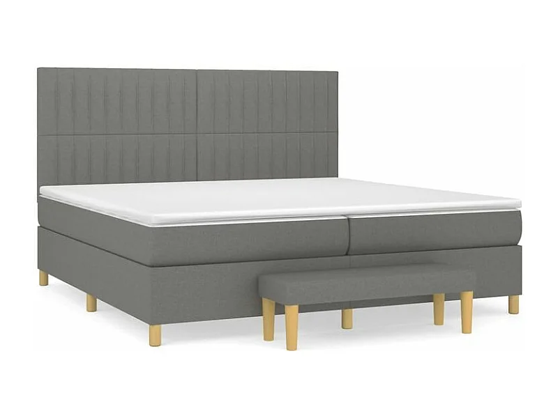Sommier à lattes de lit avec matelas Gris foncé 200x200 Tissu