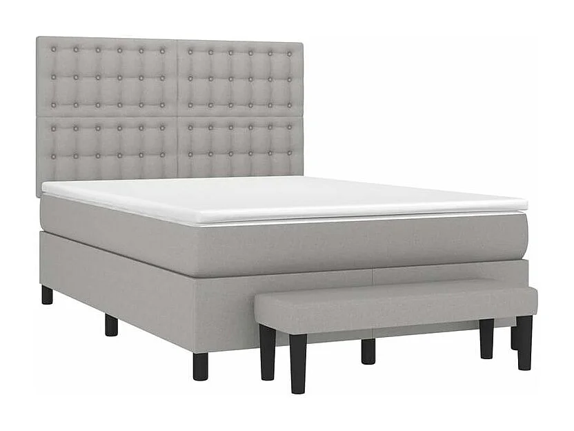 Sommier à lattes de lit avec matelas Gris clair 140x200 Tissu