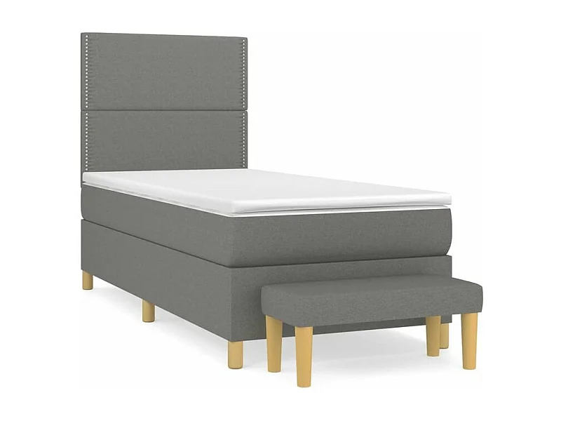 Sommier à lattes de lit avec matelas Gris foncé 80x200 Tissu