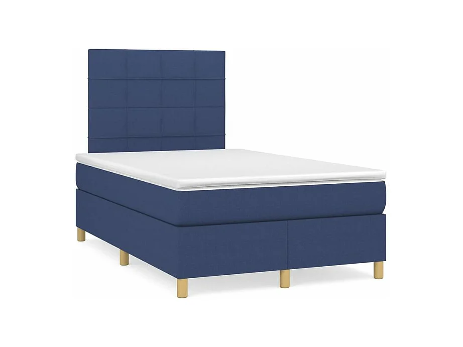 Sommier à lattes de lit avec matelas Bleu 120x200 Tissu