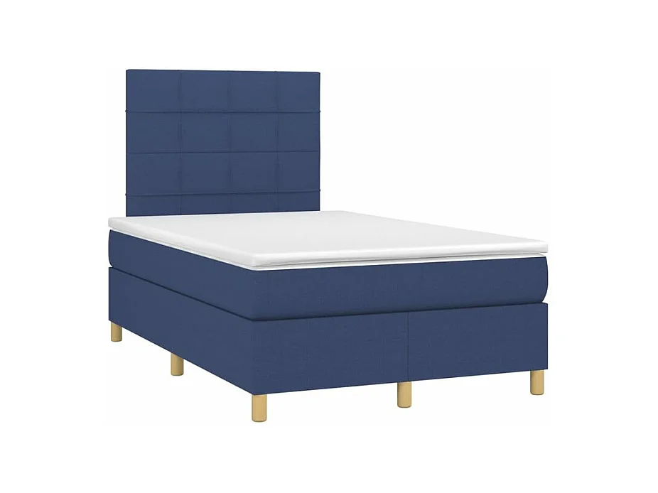 Sommier à lattes de lit avec matelas Bleu 120x200 Tissu