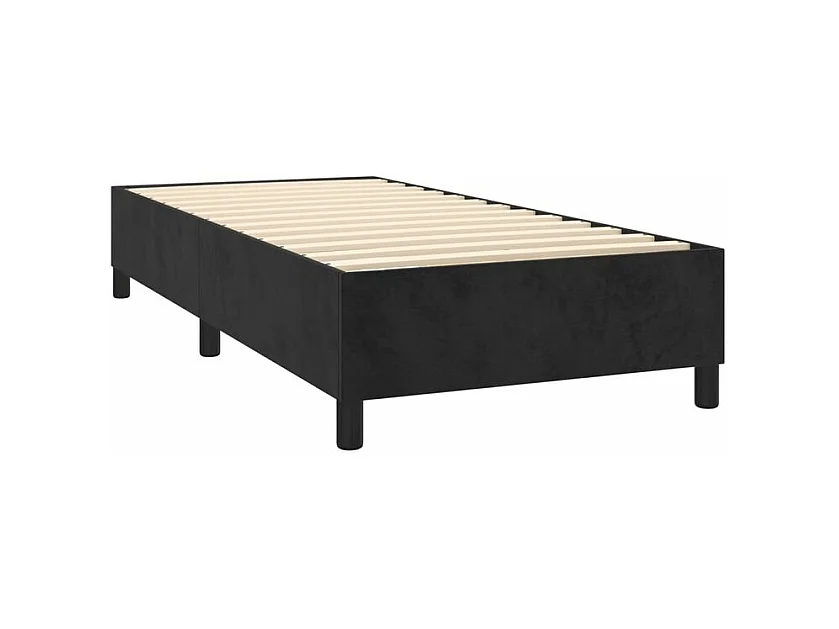 Sommier à lattes de lit matelas et LED Noir 80x200 Velours