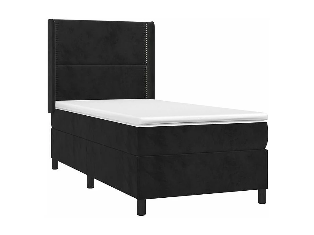 Sommier à lattes de lit matelas et LED Noir 80x200 Velours