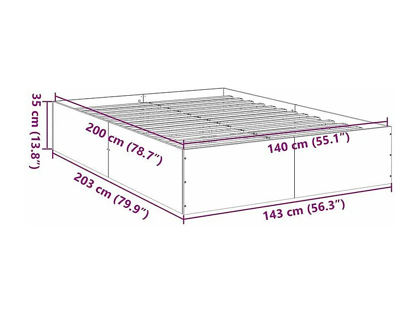Cadre de lit chêne sonoma 140x200 bois d'ingénierie