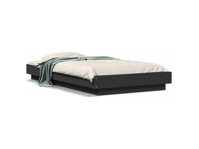 Cadre de lit avec lumières LED noir 90x200 bois d'ingénierie