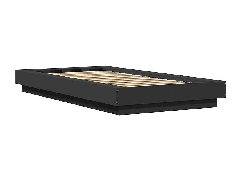 Cadre de lit avec lumières LED noir 90x200 bois d'ingénierie