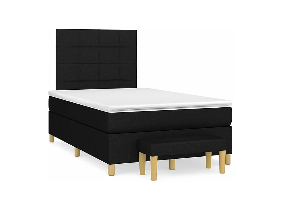 Sommier à lattes de lit avec matelas Noir 120x200 Tissu