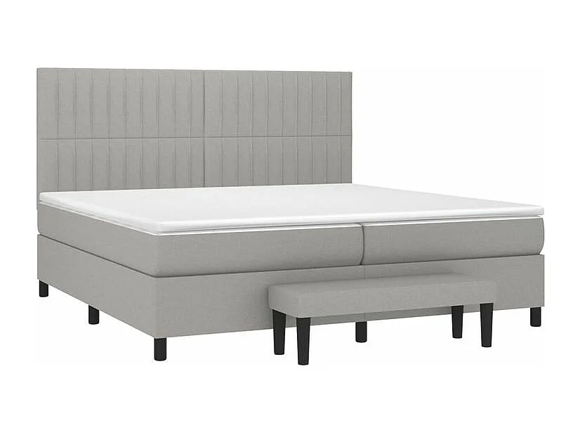 Sommier à lattes de lit avec matelas Gris clair 200x200 Tissu