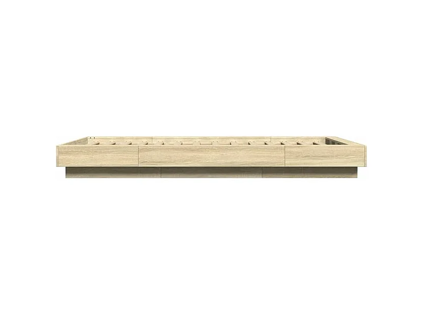 Cadre de lit avec lumières LED chêne sonoma 75x190