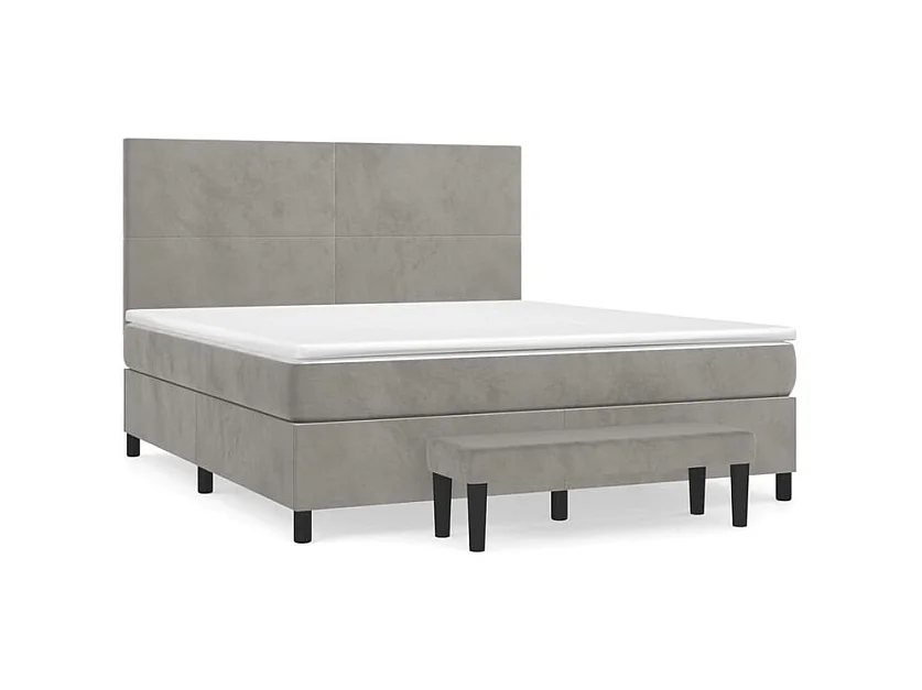 Sommier à lattes de lit et matelas Gris clair 160x200 Velours