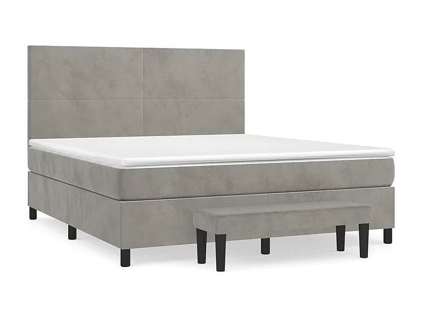 Sommier à lattes de lit et matelas Gris clair 160x200 Velours