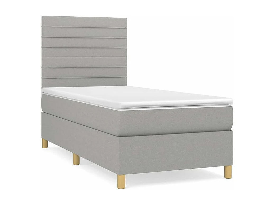 Sommier à lattes de lit avec matelas Gris clair 100x200 Tissu