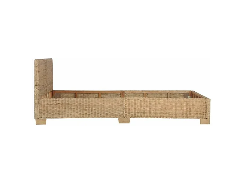 Lit adulte rotin clair et bois d'acajou Patsie 140x200
