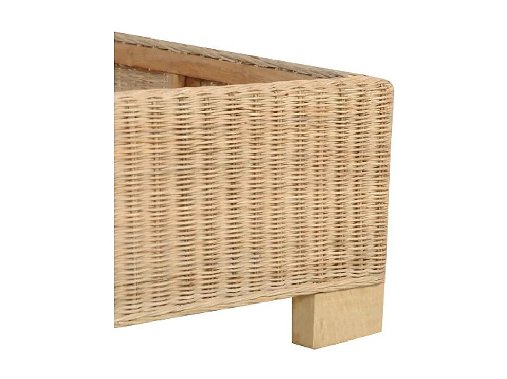 Lit adulte rotin clair et bois d'acajou Patsie 140x200