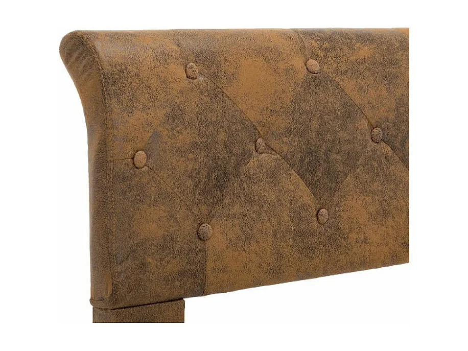 Lit adulte simili cuir marron et pieds métal noir Meyza 140x200