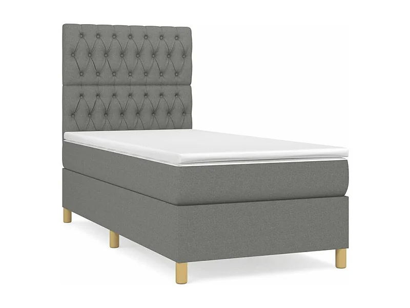 Sommier à lattes de lit avec matelas Gris foncé 100x200 Tissu