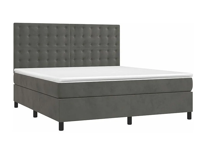 Sommier à lattes de lit et matelas Gris foncé 160x200 Velours