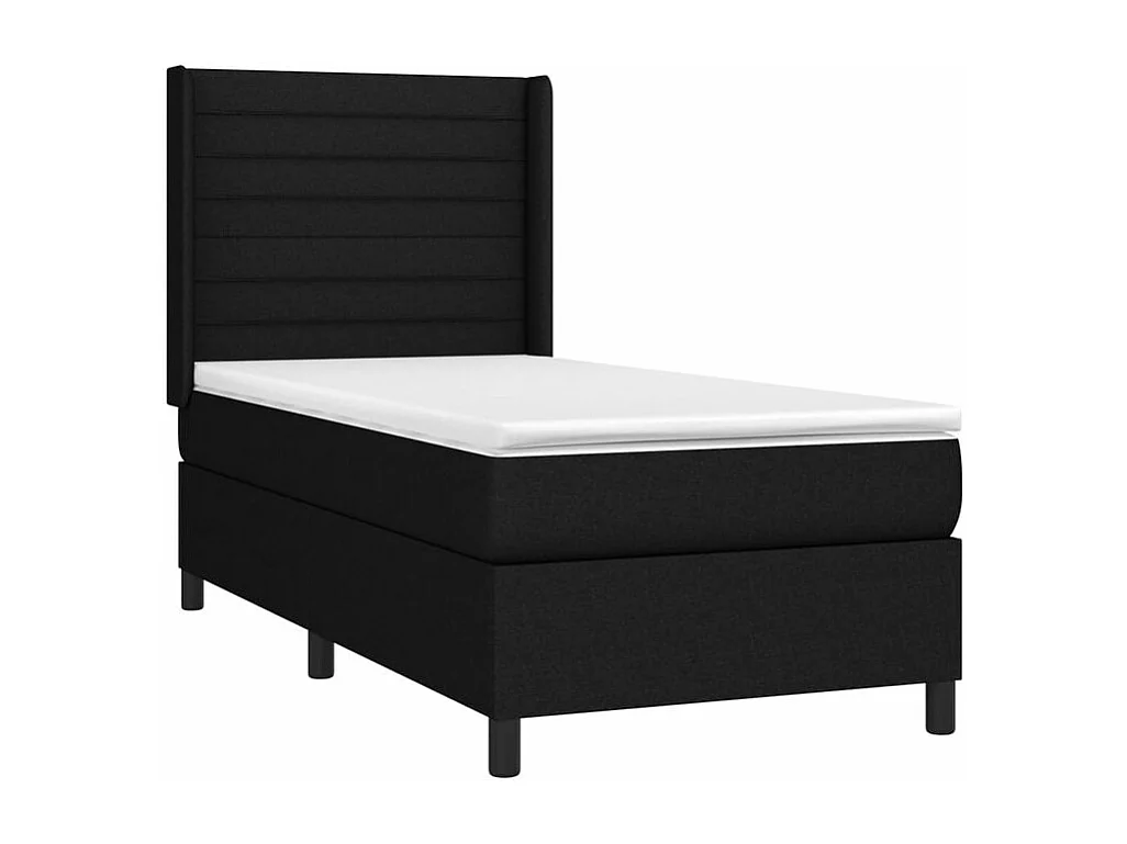 Sommier à lattes de lit matelas et LED Noir 100x200 Tissu