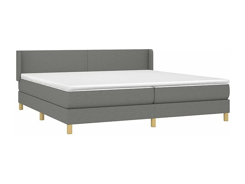 Sommier à lattes de lit avec matelas Gris foncé 200x200 Tissu