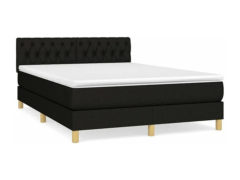 Sommier à lattes de lit avec matelas Noir 140x200 Tissu