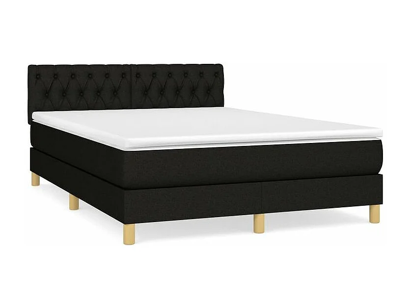 Sommier à lattes de lit avec matelas Noir 140x200 Tissu