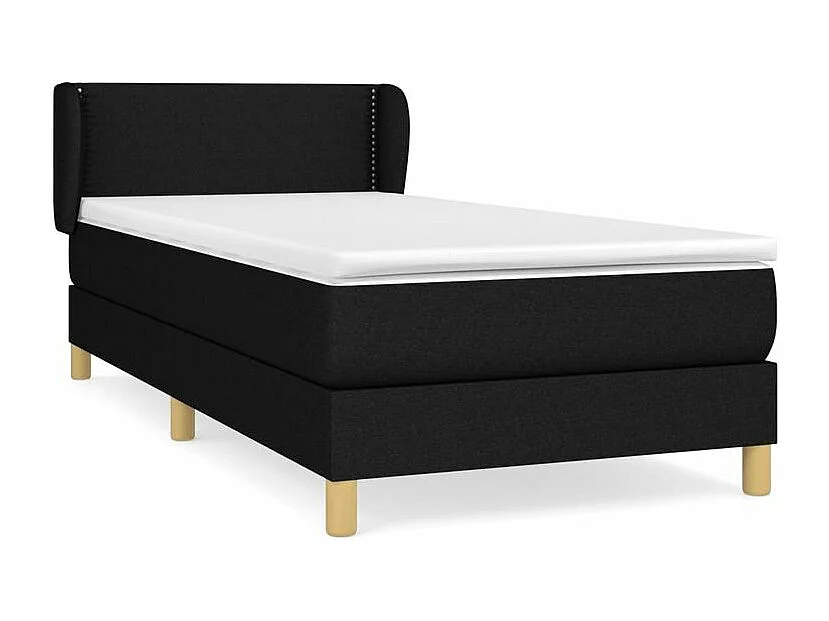 Sommier à lattes de lit avec matelas Noir 90x200 Tissu