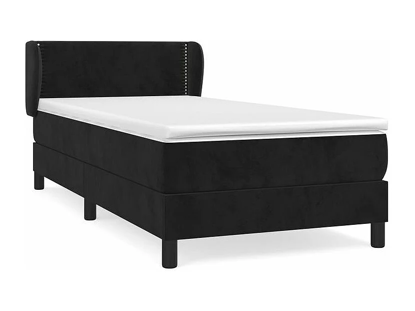 Sommier à lattes de lit avec matelas Noir 90x200 Velours