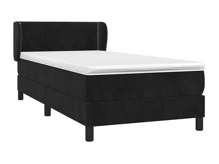 Sommier à lattes de lit avec matelas Noir 90x200 Velours