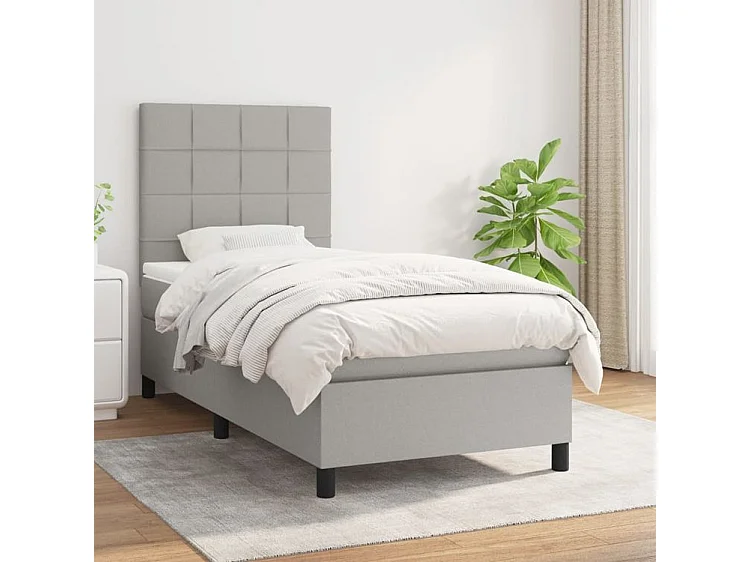 Sommier à lattes de lit avec matelas Gris clair 80x200 Tissu