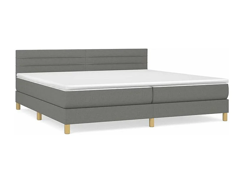 Sommier à lattes de lit avec matelas Gris foncé 200x200 Tissu