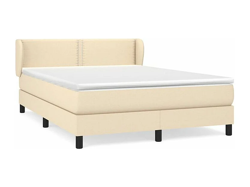 Sommier à lattes de lit avec matelas Crème 140x200 Tissu