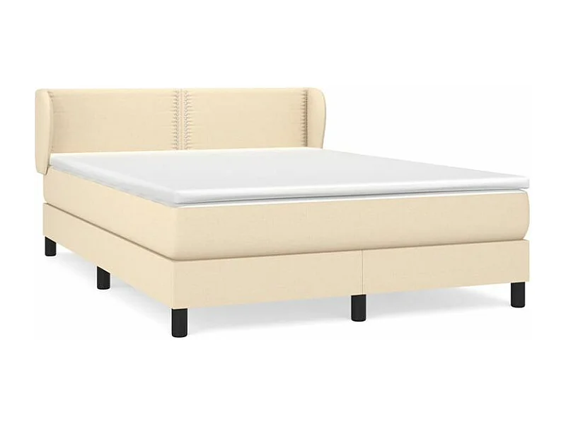 Sommier à lattes de lit avec matelas Crème 140x200 Tissu