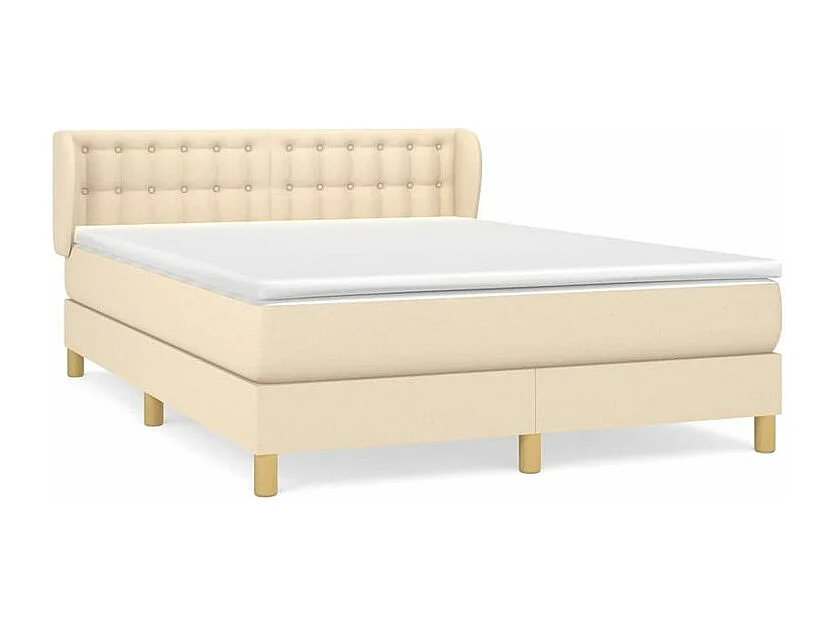 Sommier à lattes de lit avec matelas Crème 140x190 Tissu