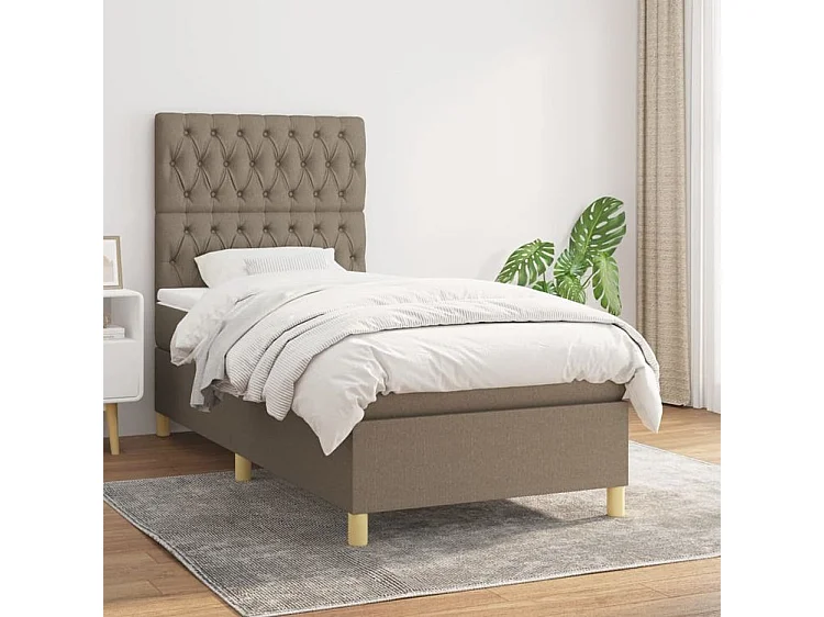 Sommier à lattes de lit avec matelas Taupe 90x200 Tissu