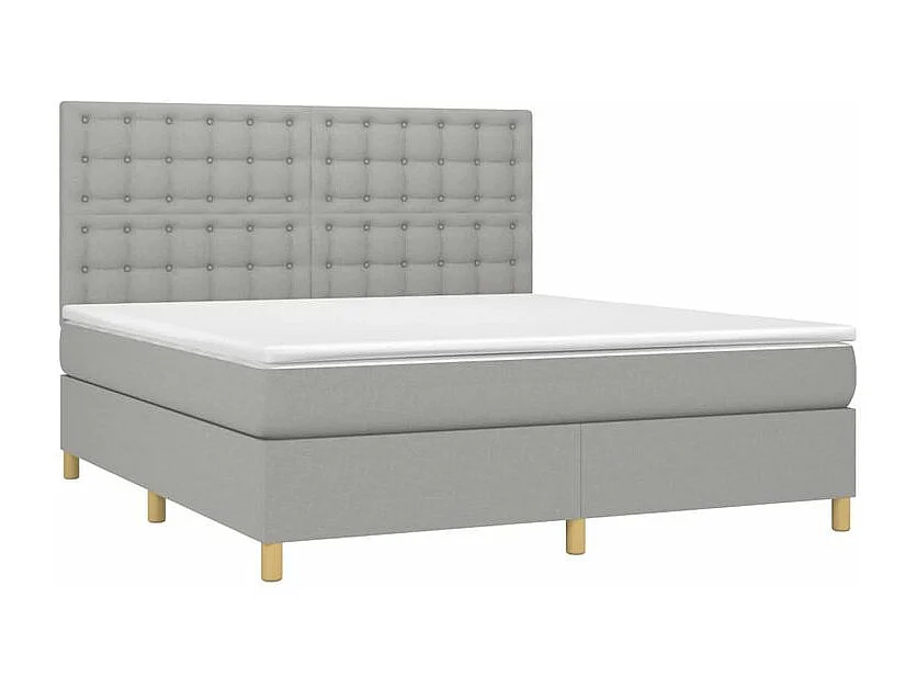 Sommier à lattes de lit et matelas et LED Gris clair 180x200