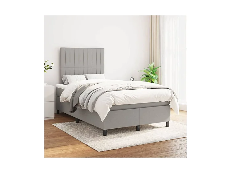Boxspring met matras stof lichtgrijs 120x200 cm