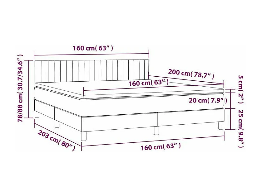 Sommier à lattes de lit avec matelas LED Bleu 160x200 Tissu