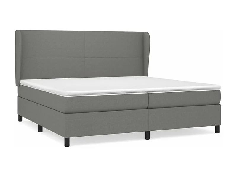 Sommier à lattes de lit avec matelas Gris foncé 200x200 Tissu