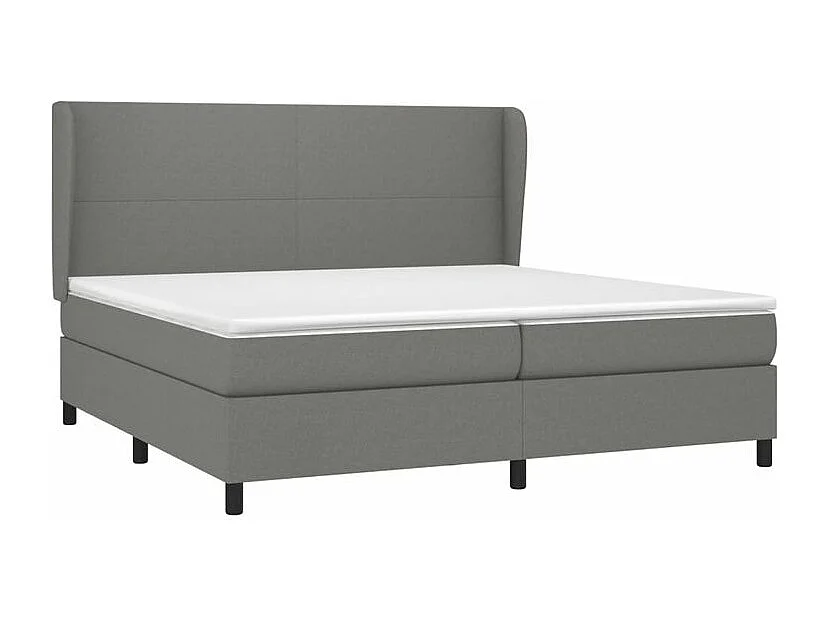 Sommier à lattes de lit avec matelas Gris foncé 200x200 Tissu