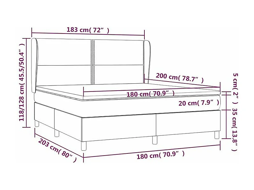 Sommier à lattes de lit avec matelas Taupe 180x200 Tissu